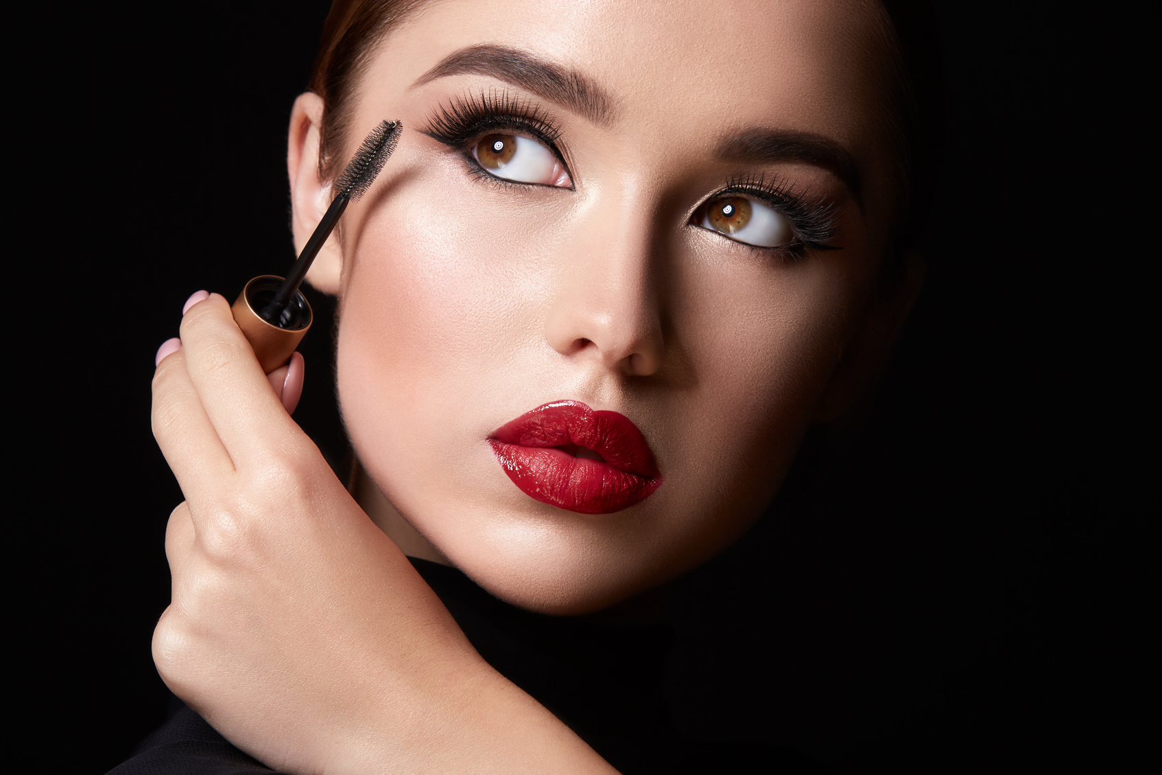 Make up model at black background